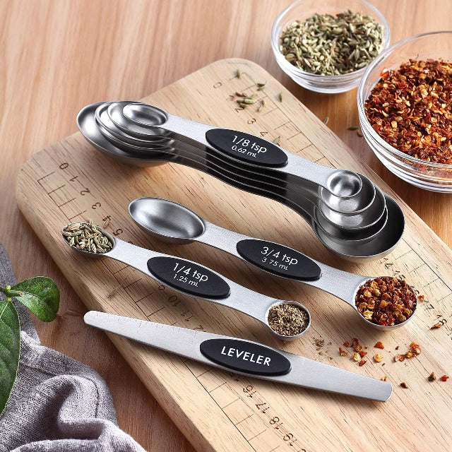 SPOONSET™ : Magnetic Stainless Steel Measuring Spoon Set Of 8